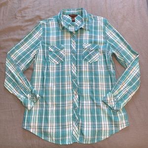 Bit & Bridle blue plaid button up